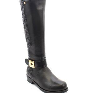 ITALIAN Black Leather / Shearling Knee High Boots
